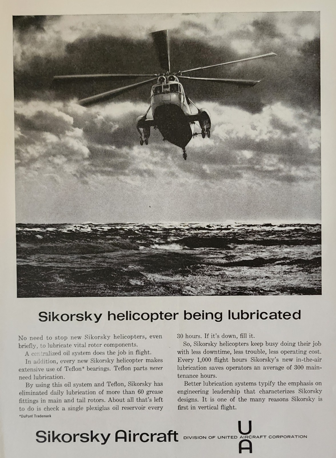 Sikorsky Helicopter Picture Magazine Ad Original Vintage Decor Wall Art Display
