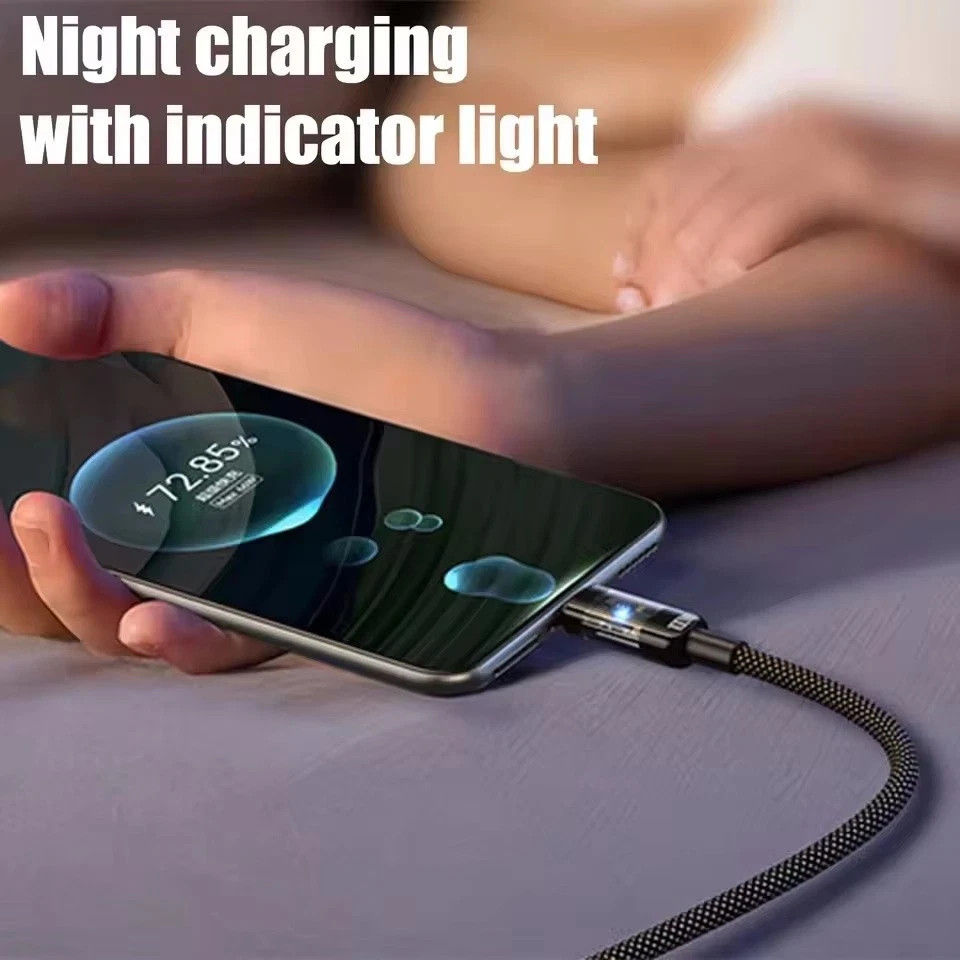 240W USB-C Fast Charging Cable LED Display Nylon Braid Type-C Data Charger Cord