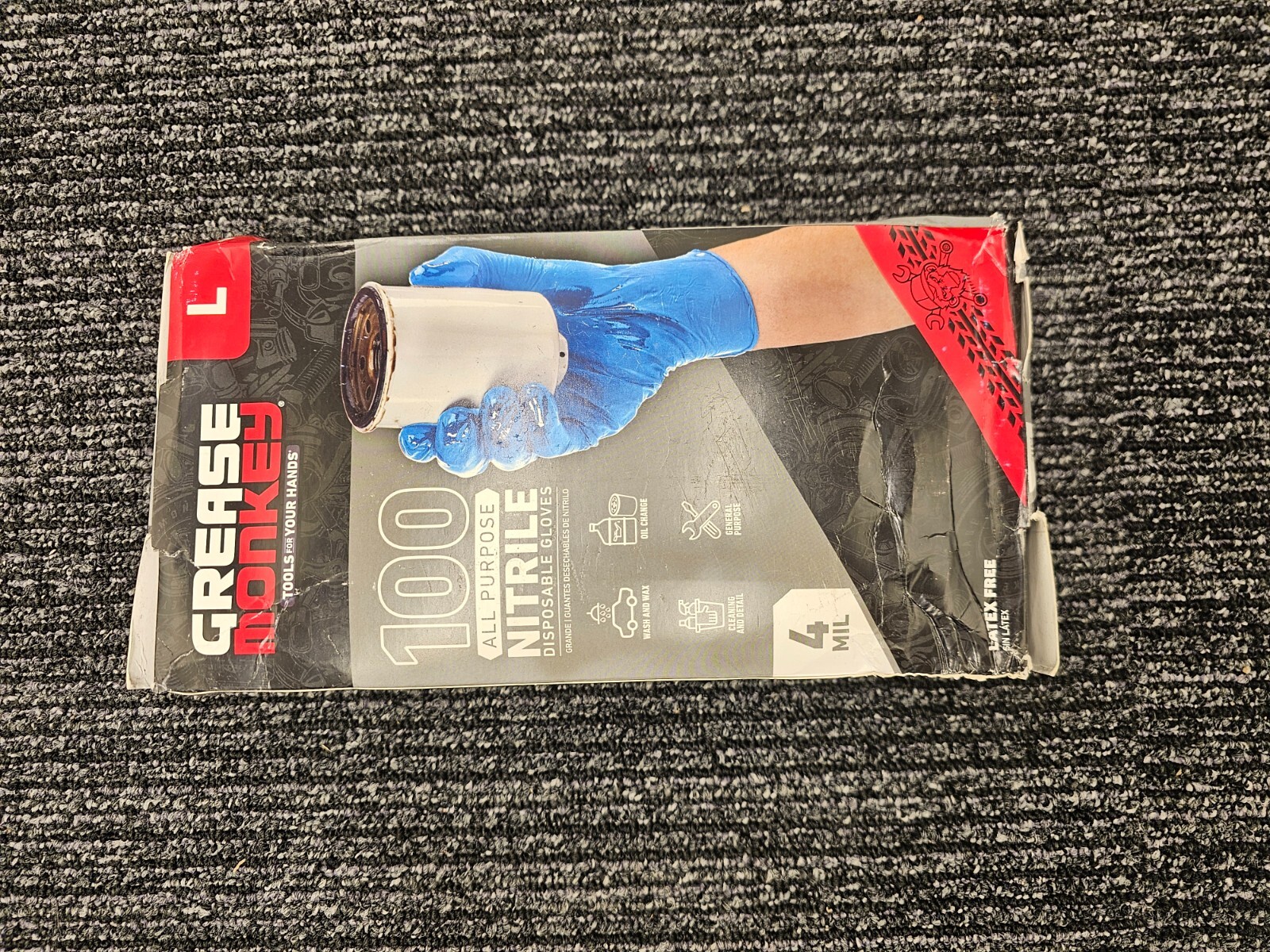 (QTY 400) Grease Monkey Large 4 mil NITRILE Gloves No-Latex Powder-Free Blue