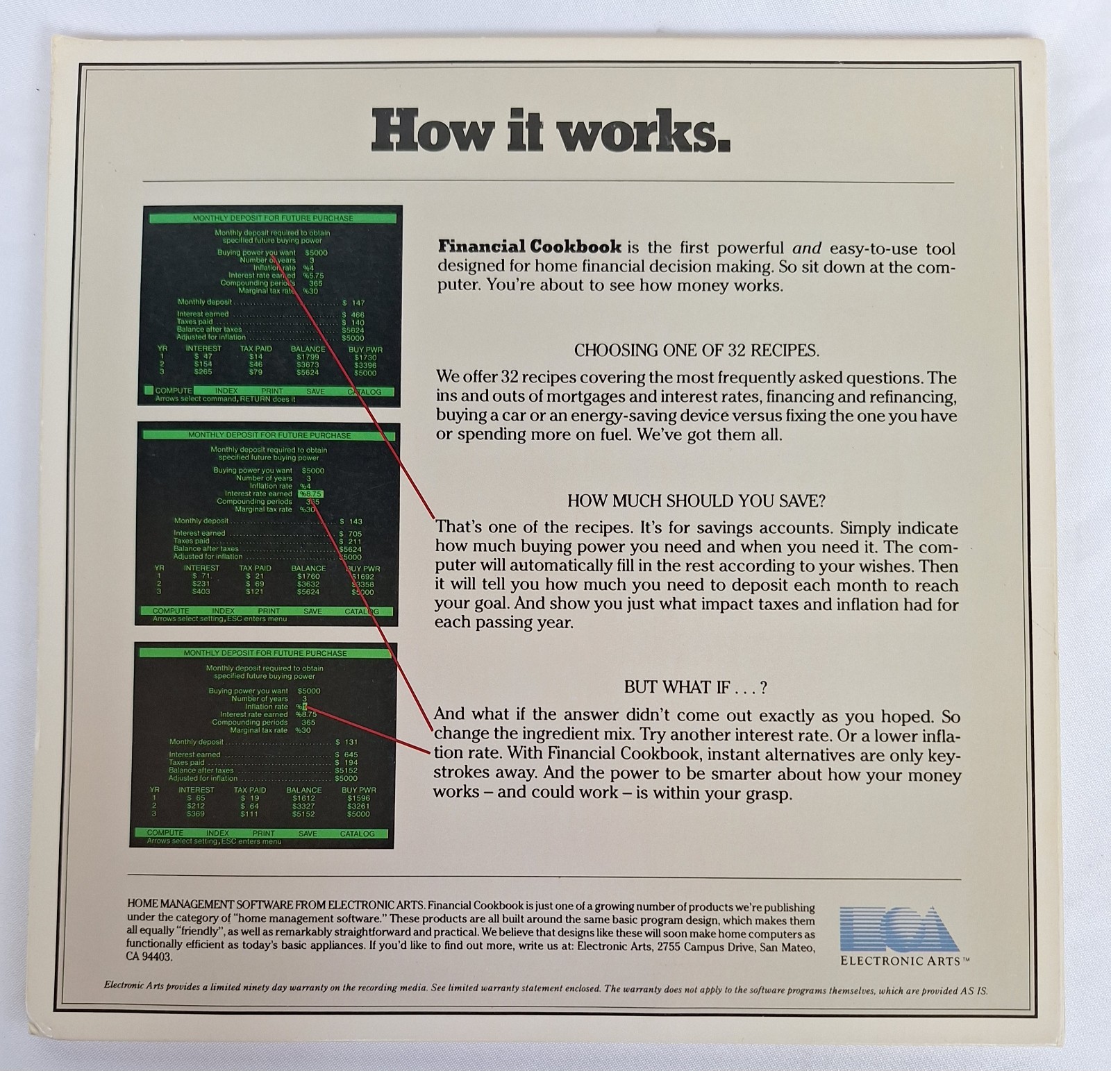 Atari Financial Cookbook Electronic Arts Stan Trost Computer Program