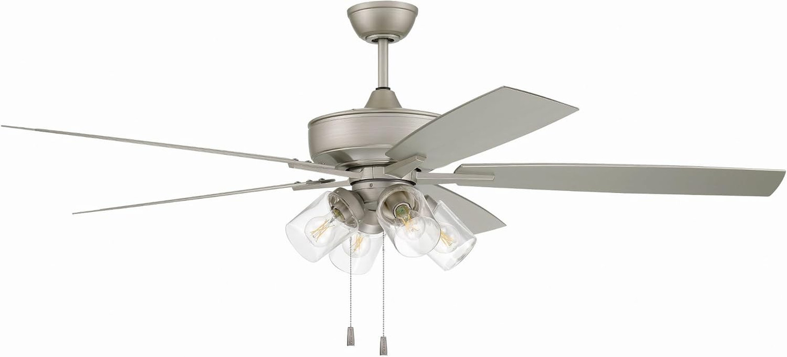 60" Outdoor Super Pro Ceiling Fan with LED Light - Nickel Finish, 5 Blades