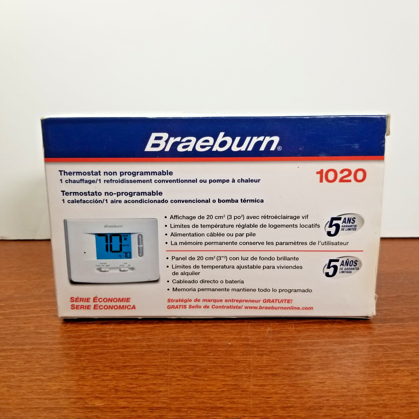 Braeburn 1020 Digital Non-Programmable Thermostat - White