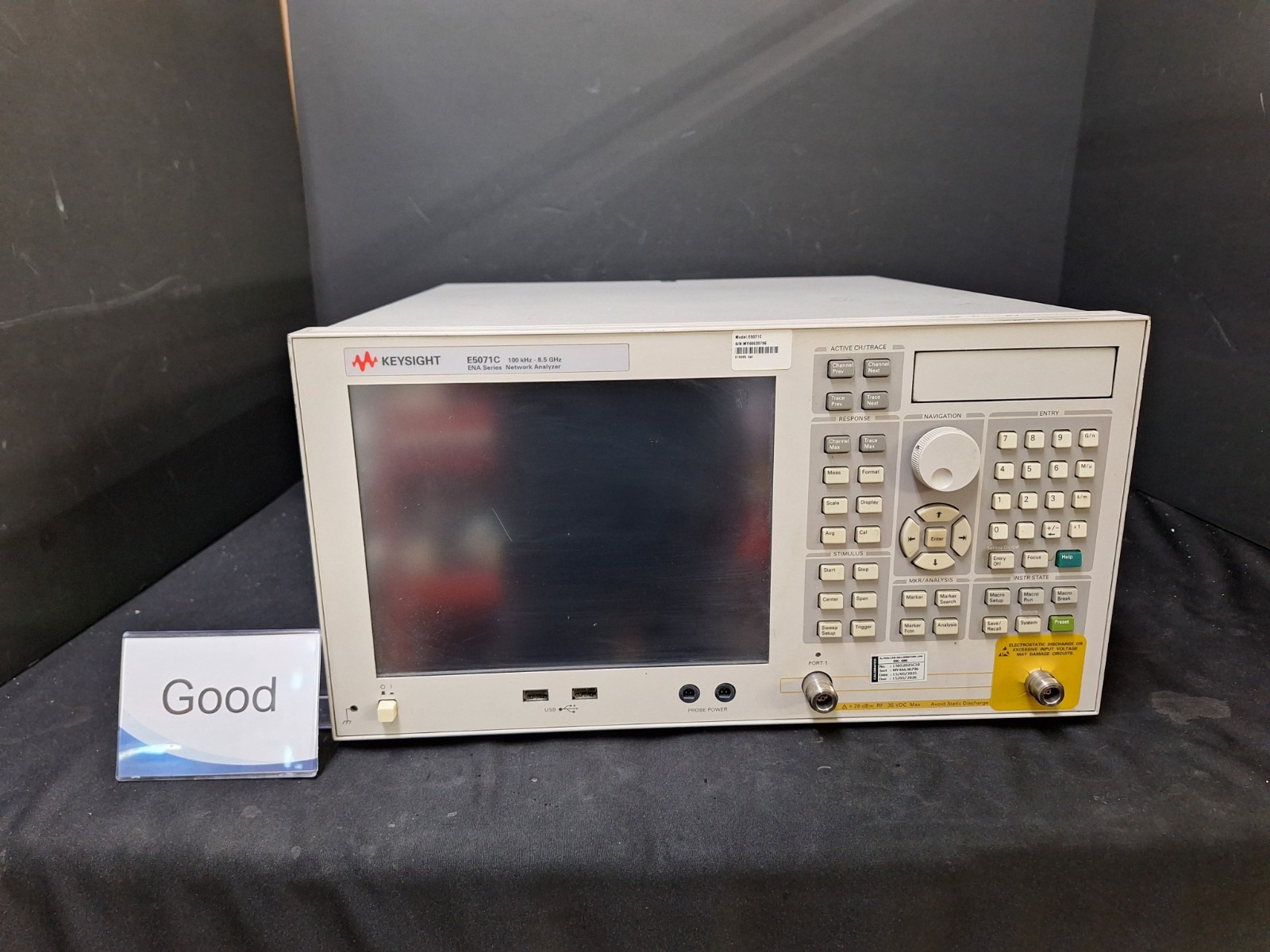 Keysight E5071C Network Analyzer, 100kHz-8.5GHz, Opt. 285, 1E5, 019 (0796)