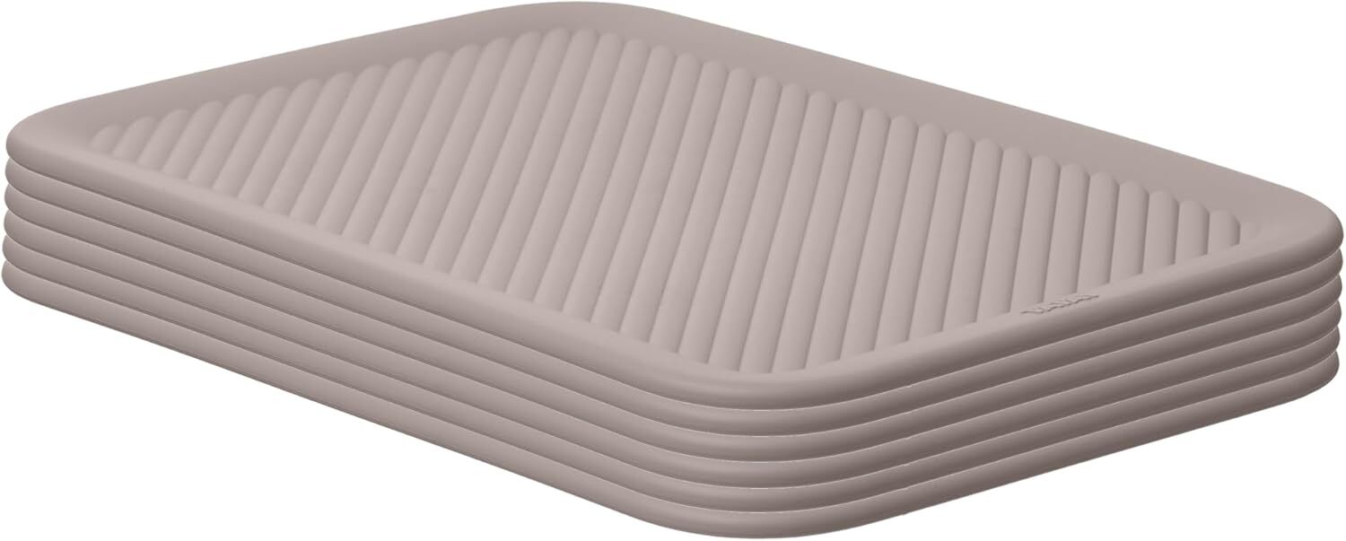 Superio Ribbed Lid for Plastic Open Storage Bins, 8 Pack Medium Taupe 5 Liter