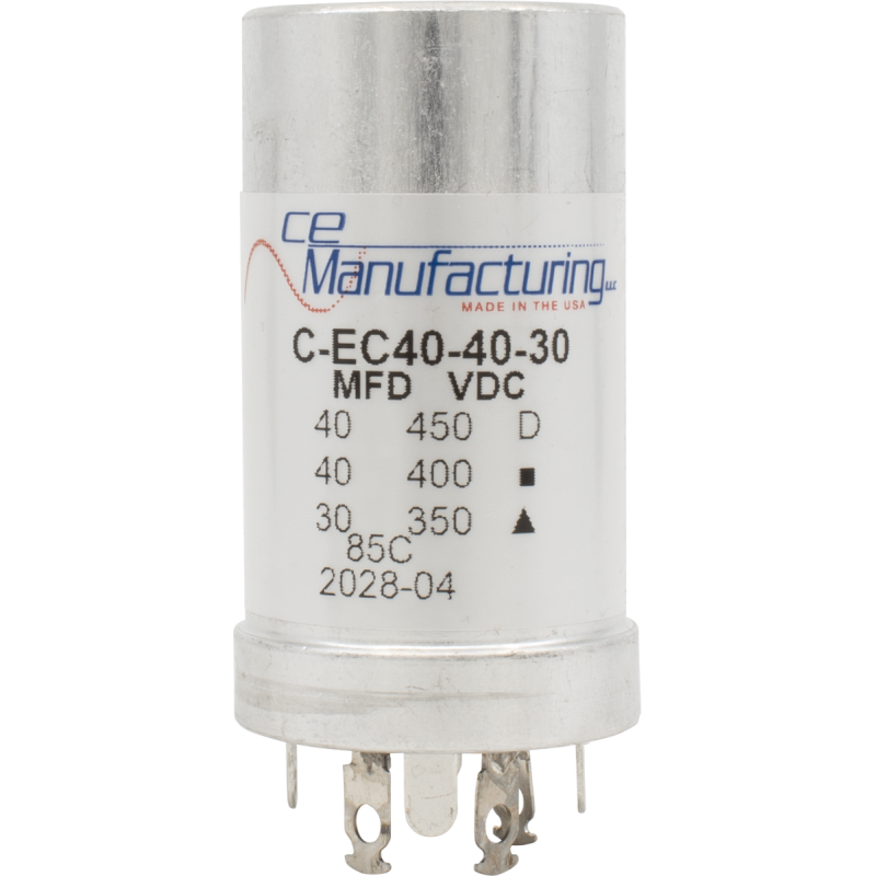 Capacitor, CE Mfg., 40µF/450V, 40µF/400V, 30µF/350V