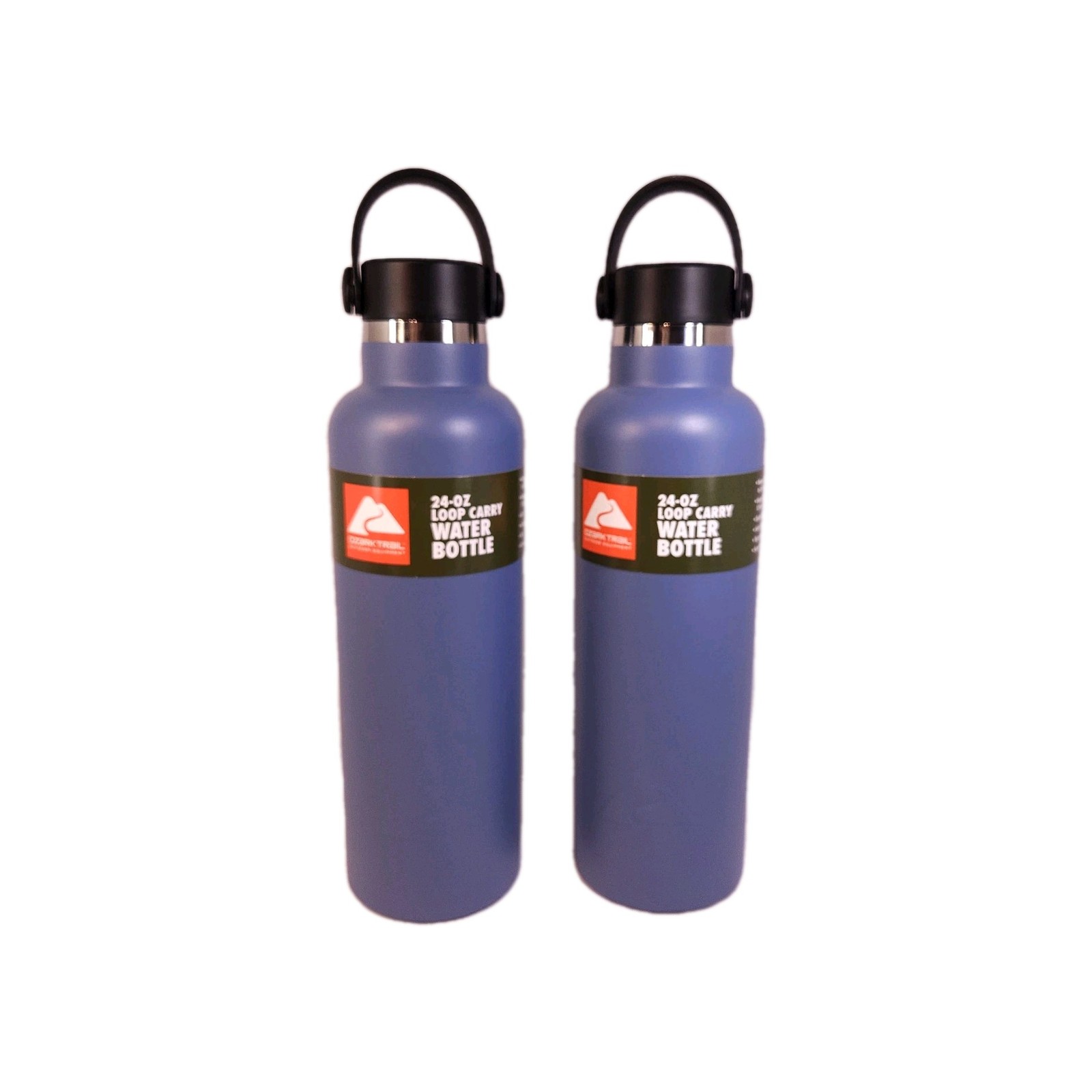 Lot of 2 Ozark Trail 24oz Stainless Steel Insulated Water Bottles Indigo NEW