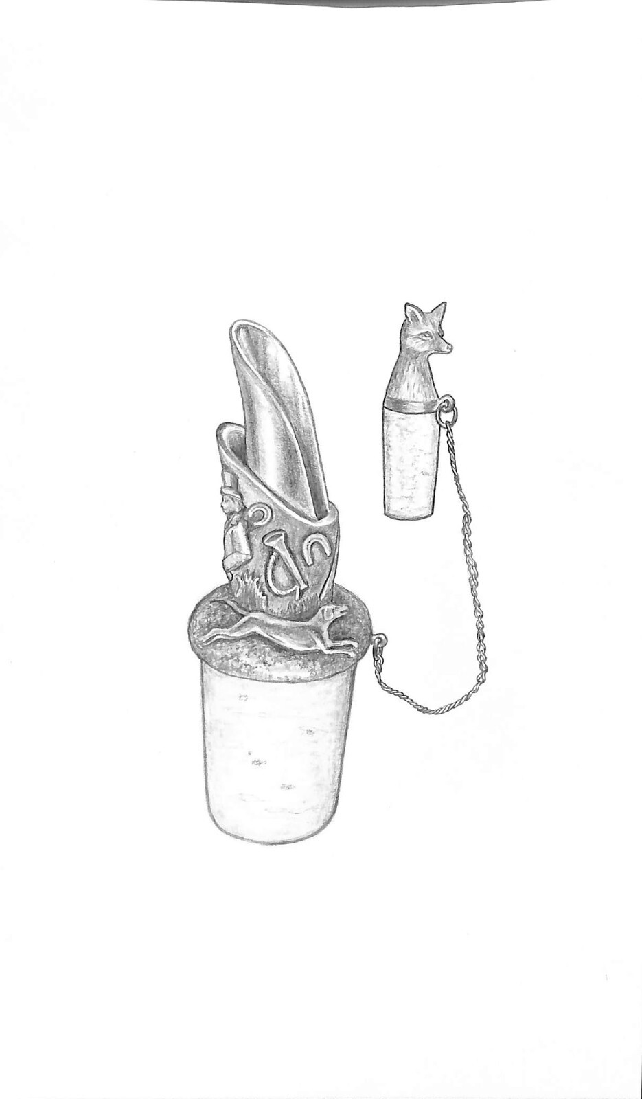 Fox Wine Stopper Fall 2003 Graphite Drawing