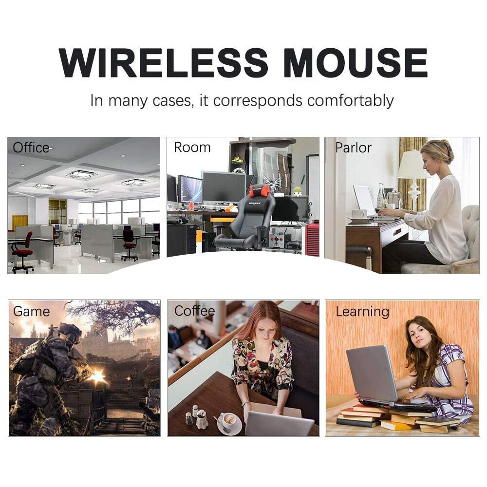 Wireless Gaming Mouse 2.4G Portable Optical Desktop Laptop - 6 Buttons BLACK USA