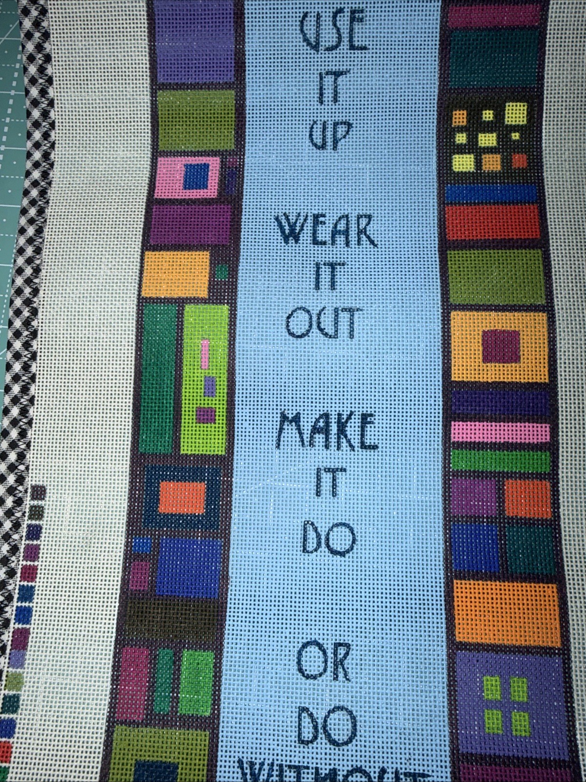 Hand Painted Needlepoint Canvas - Use It Up Quote by Zecca