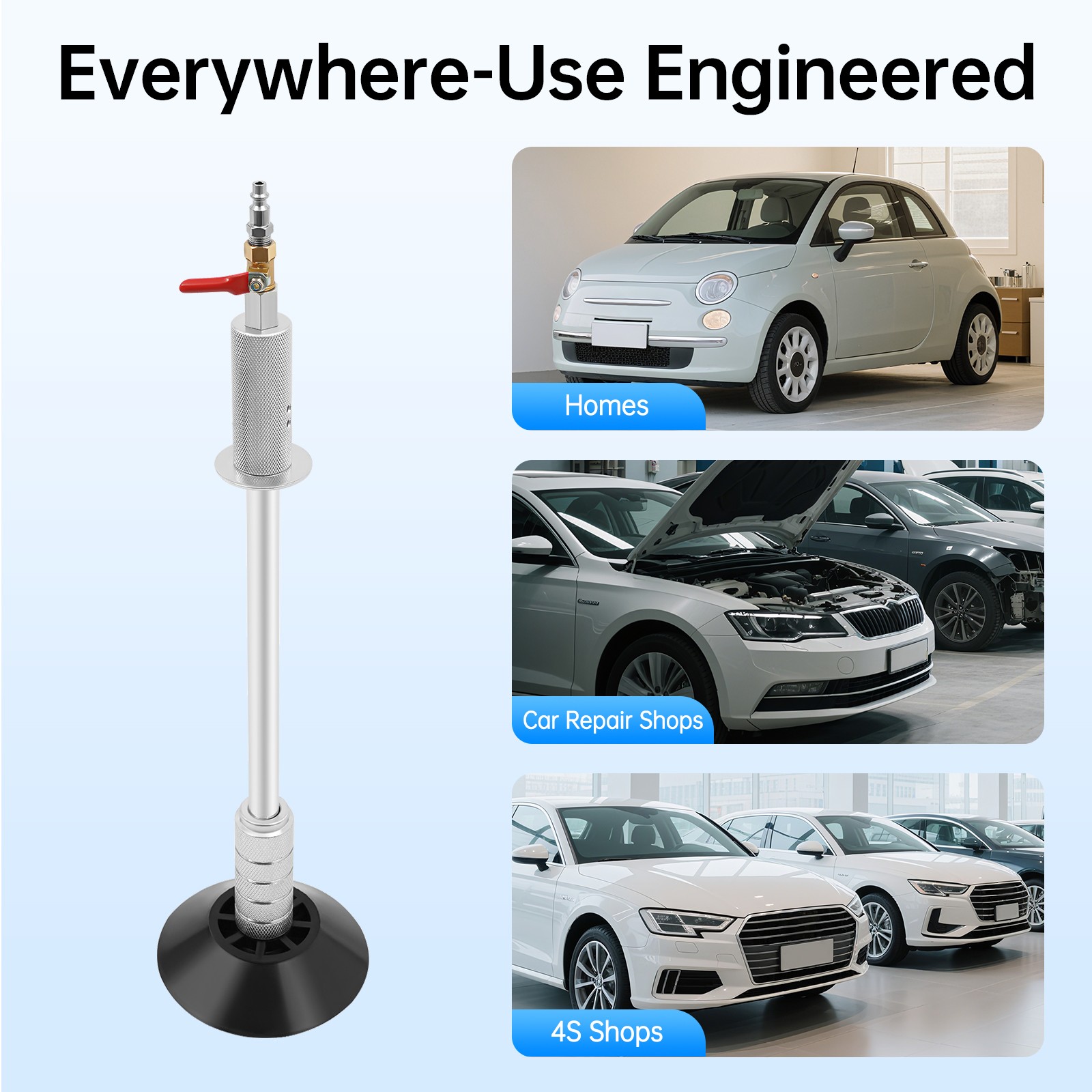 Pneumatic Dent Puller Tool with 3 Suction Cups Galvanized Steel Air Hammer