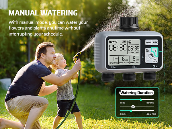 DEWENWILS Sprinkler Timer 3 Zone, Programmable Water Timer，Hose Faucet Timer