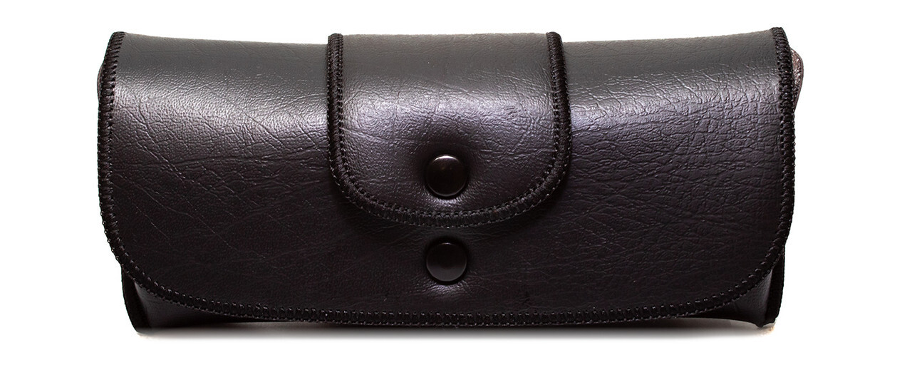Double Snap Belt Loop Eyeglass Case 2 PACK 1 Black&1 Brown PU Leather&Felt Lined