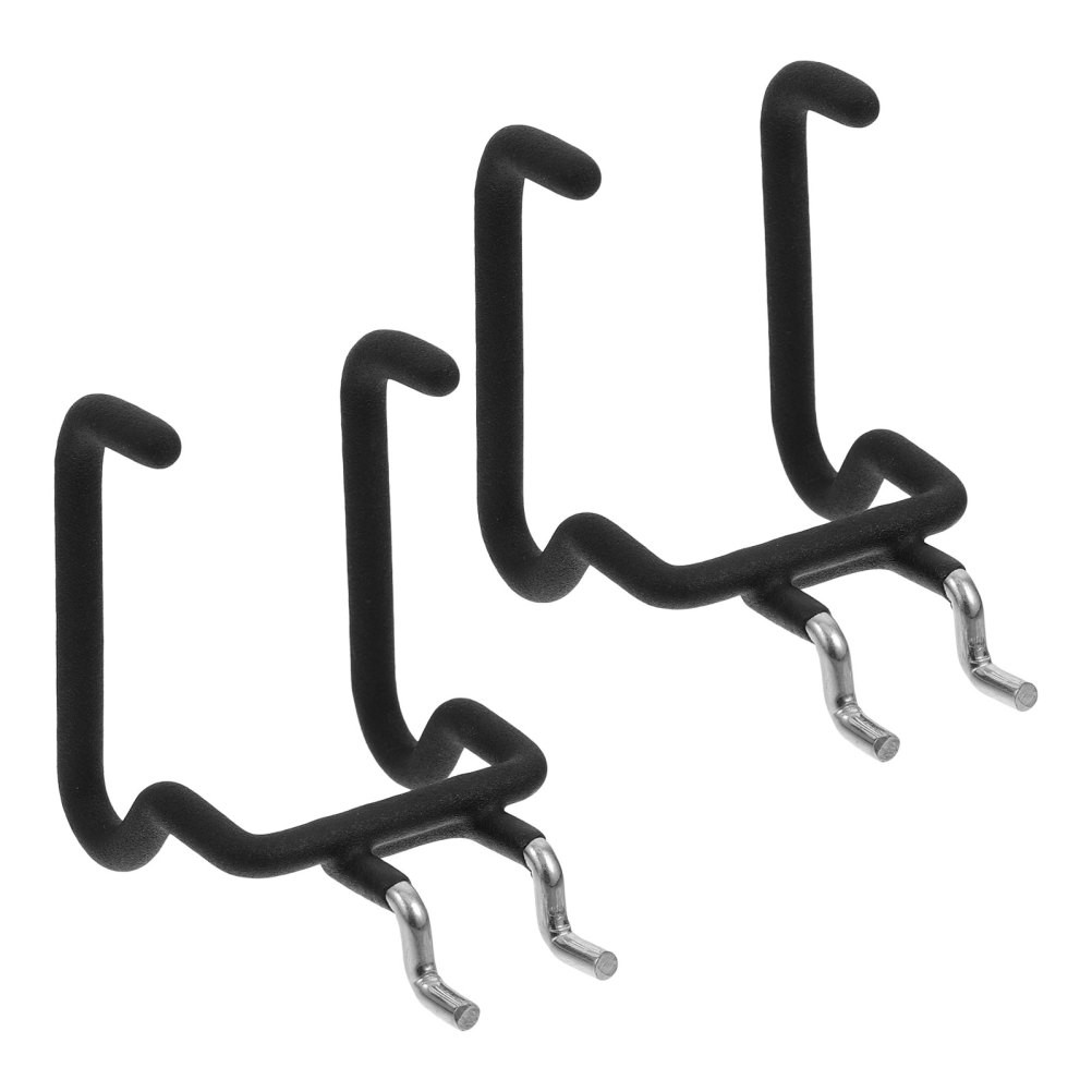 2pcs Stainless Steel Pegboard Double Hook, Non‑Slip‑Coated Utility Hangers for