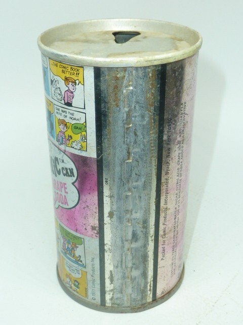Empty Top Opened 12oz Comic Can Grape Soda Tab-Top
