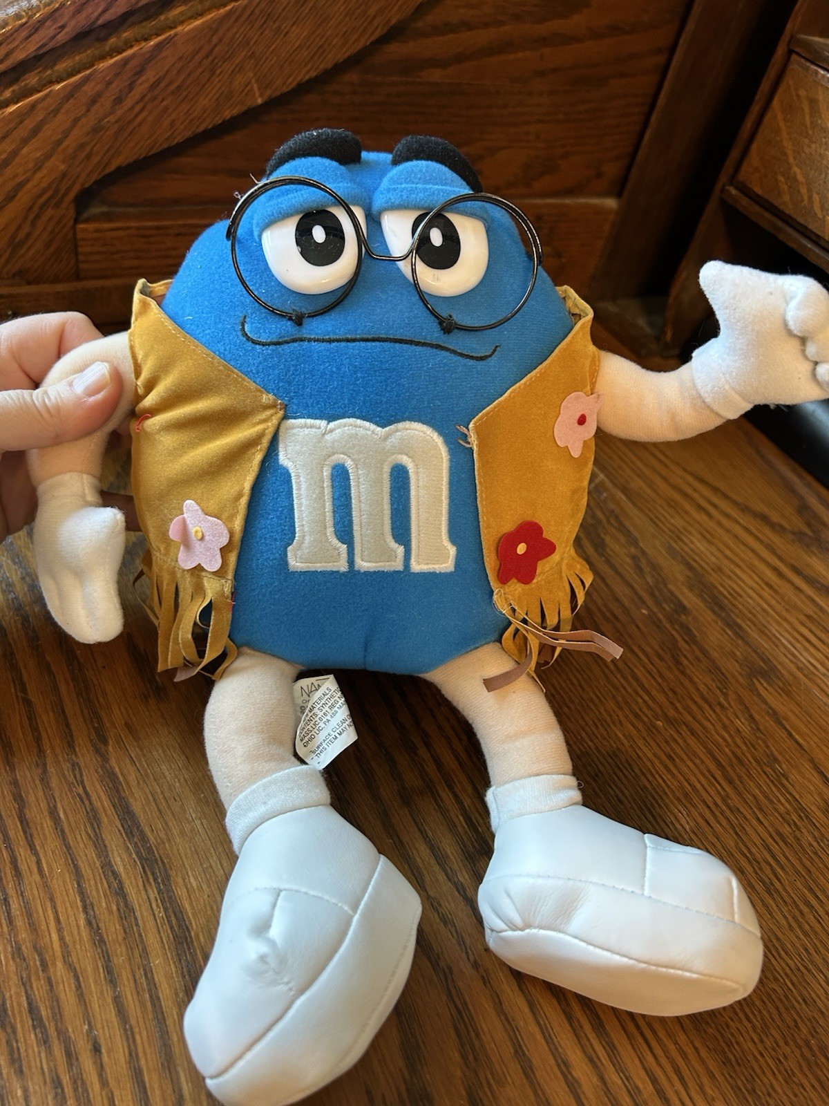 CUTE NANCO 12 INCH M&M HIPPIE WITH GLASSES PLUSH TOY WITH FREE SHIPPING