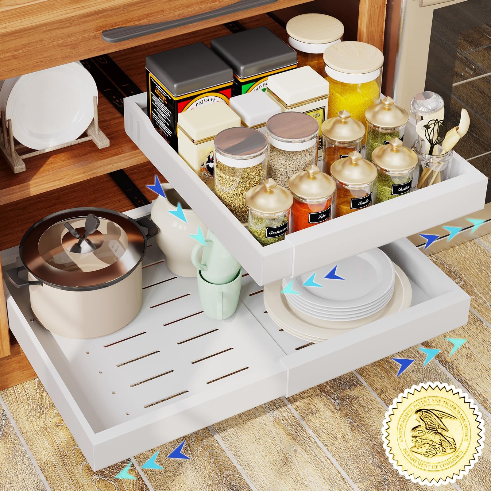 GRACENAL PULL OUT CABINET ORGANIZER KITCHEN ORGANIZERS AND STORAGE WHITE
