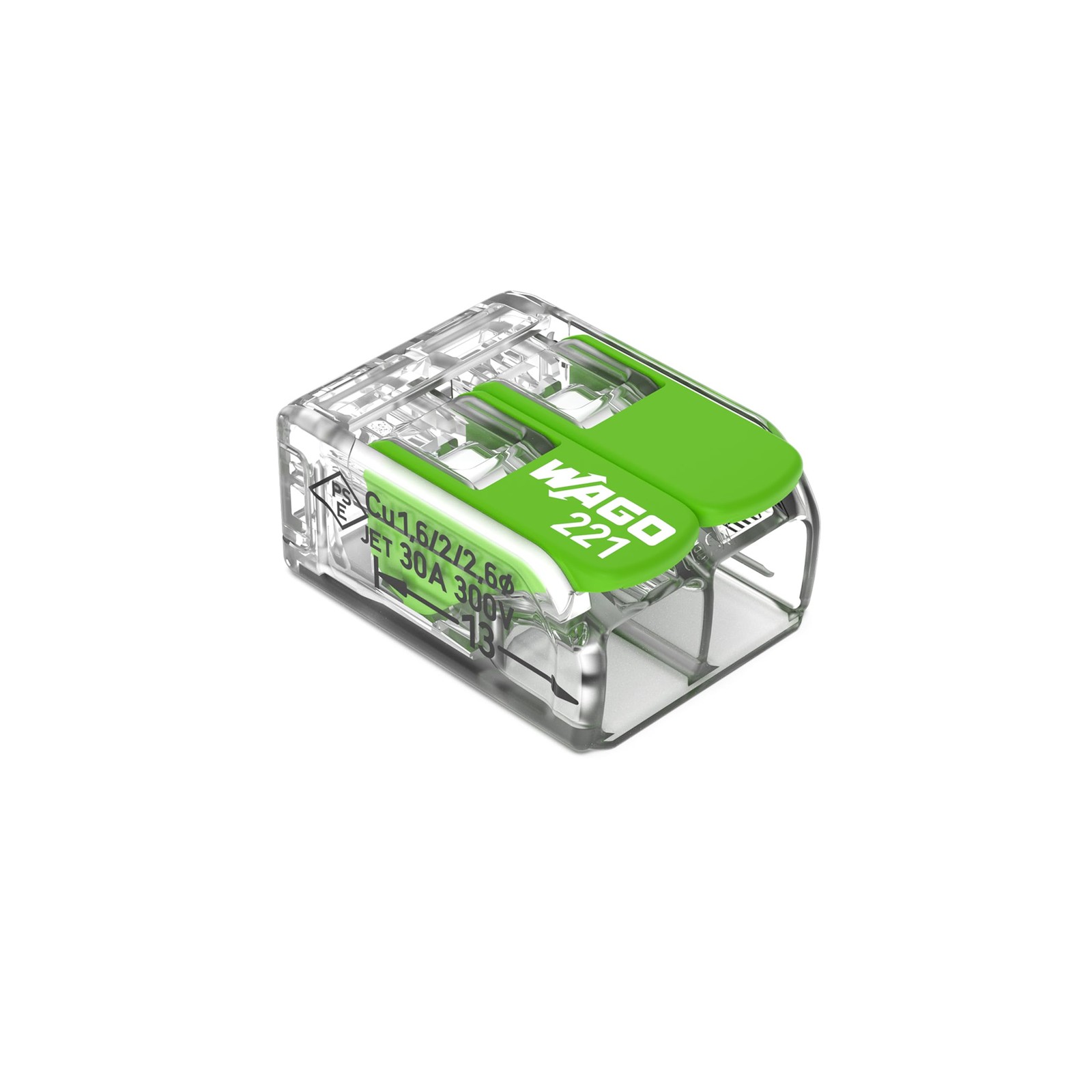 221422 | WAGO Splicing Connector Green Range | for Solid, Stranded and fineSt...