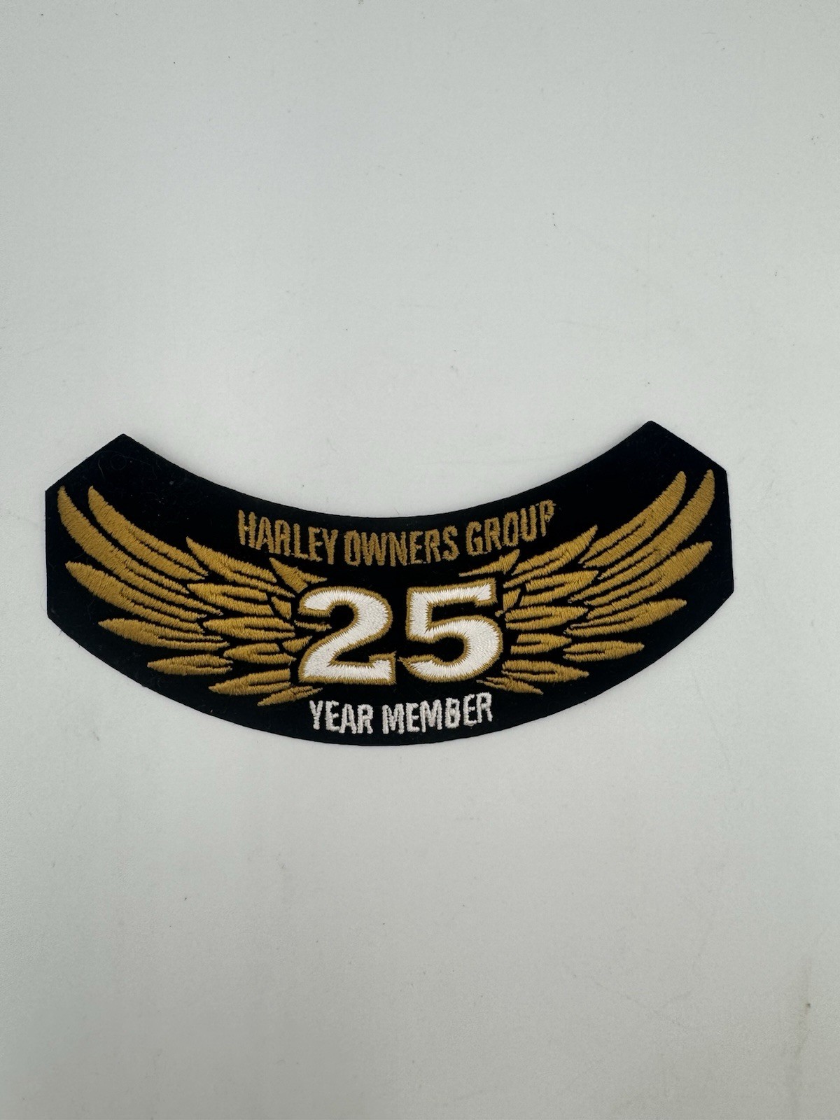 HOG Harley Owners Group Gold Wings 25 Year Member Sew On Biker Vest Patch Badge