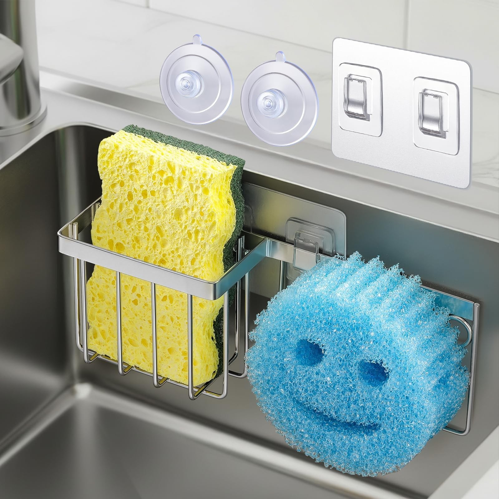 [Space Saving] Sponge Holder for Kitchen Sink, Great for Scrub Daddy / Scrub ...
