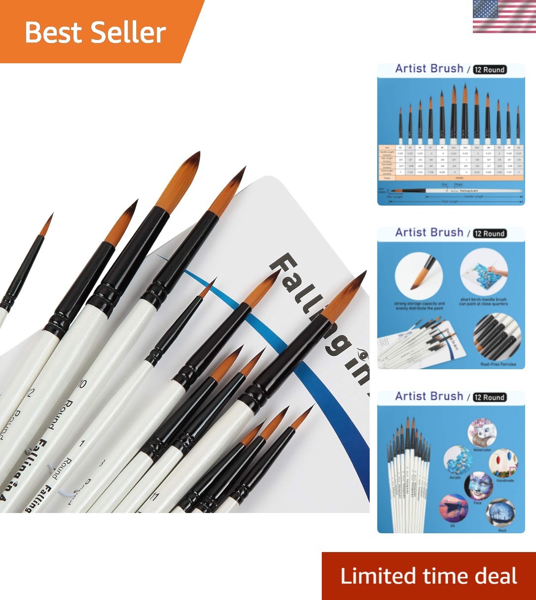 Superior Quality Round Nylon Paint Brushes - Perfect for Watercolor & More