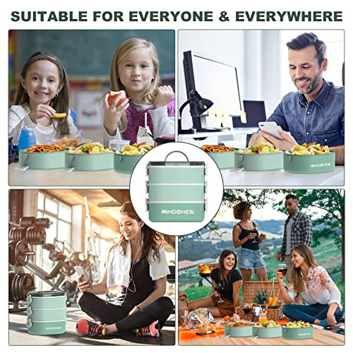 Lunch Box, Stackable 3 Layers Containers, Portable 94OZ Large Capacity