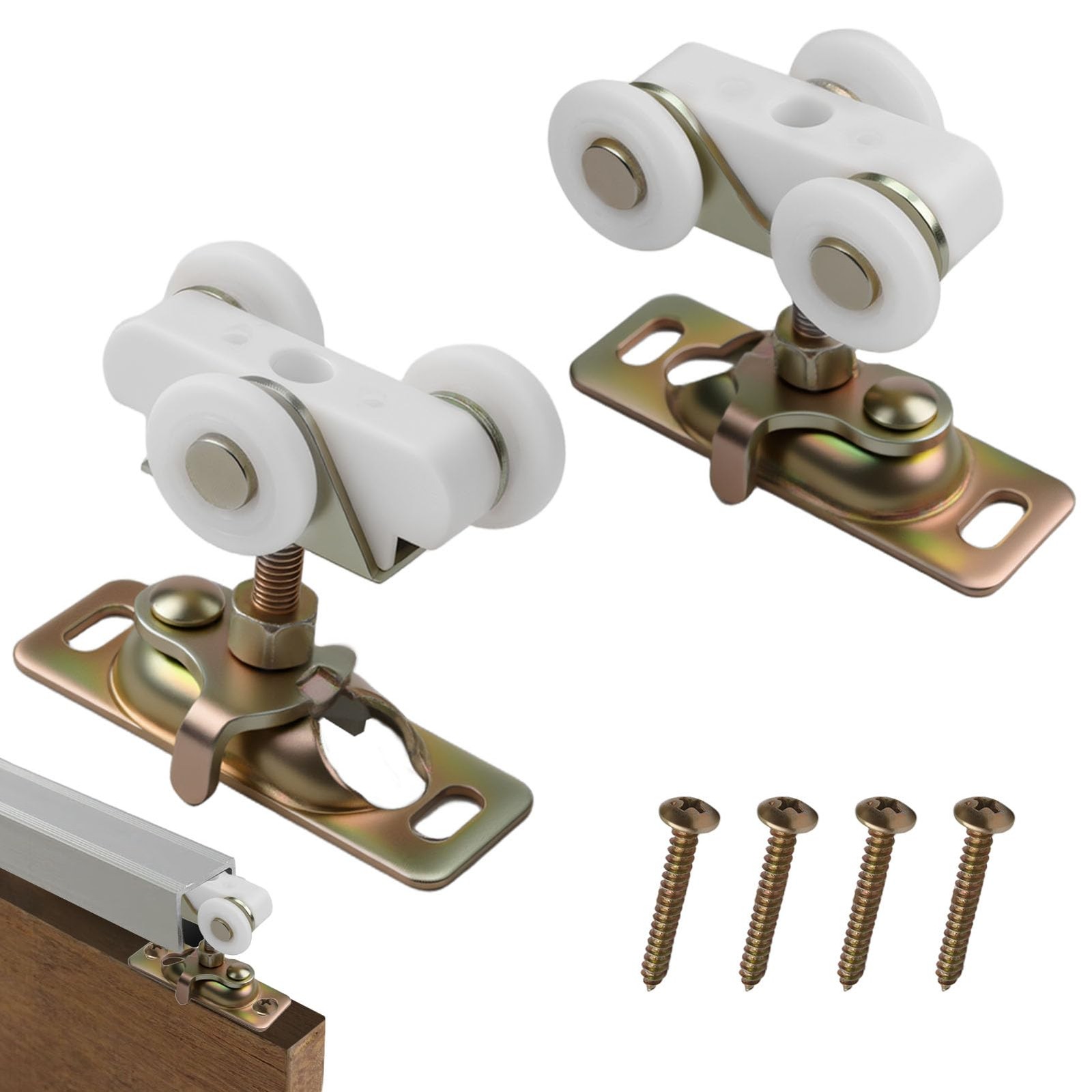 2 Pack 3/4 Inch Pocket Door Rollers, Sliding Wheels Replacement Yellow