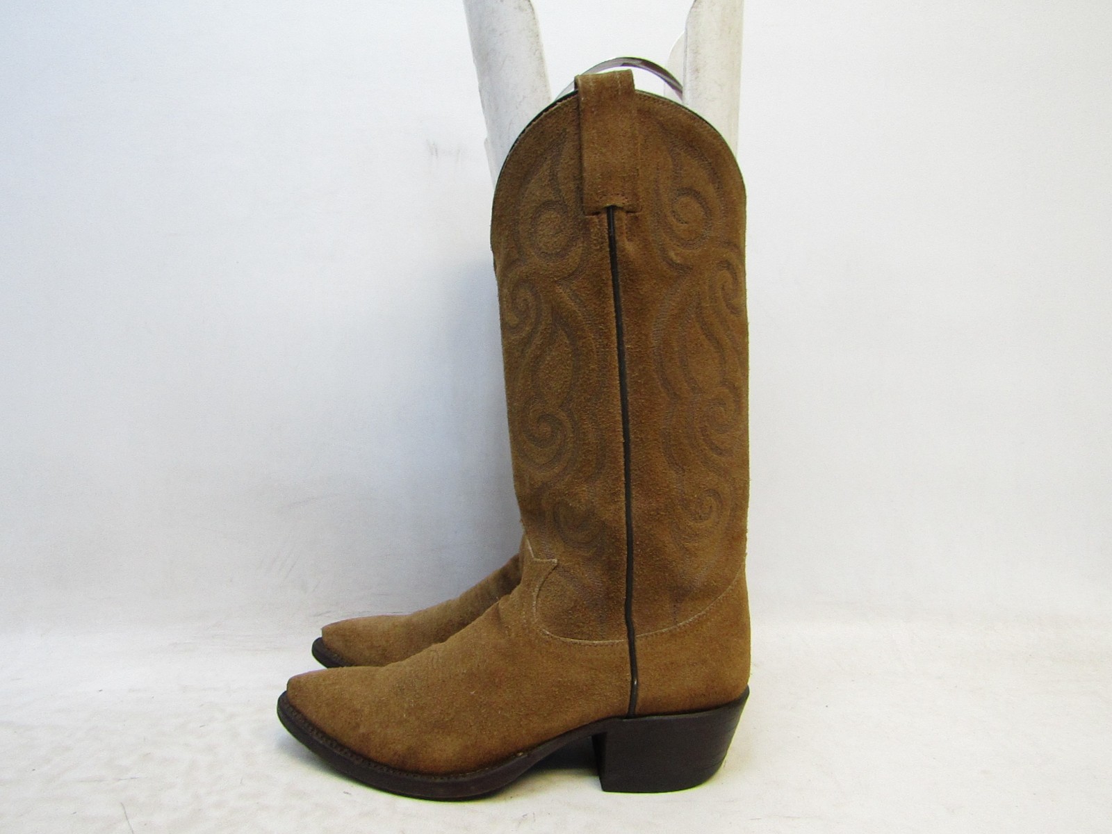 TONY LAMA Womens Sz 5.5 B Gold Label Brown Rough Out Leather Cowboy Boots
