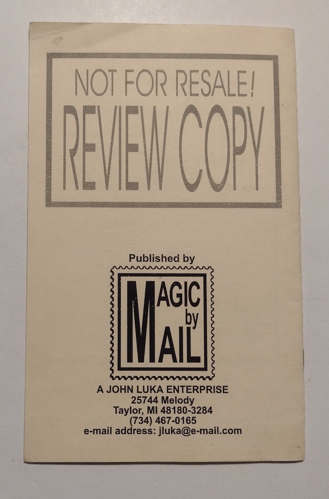 Ron Bauer's Mechanical Deck Private Studies #11 Scarce Preview Issue