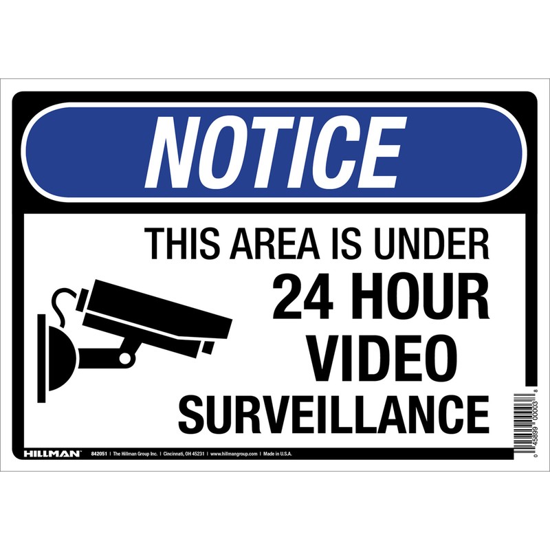 Hillman English White Security Sign 10 in. H X 14 in. W (6-PACK)