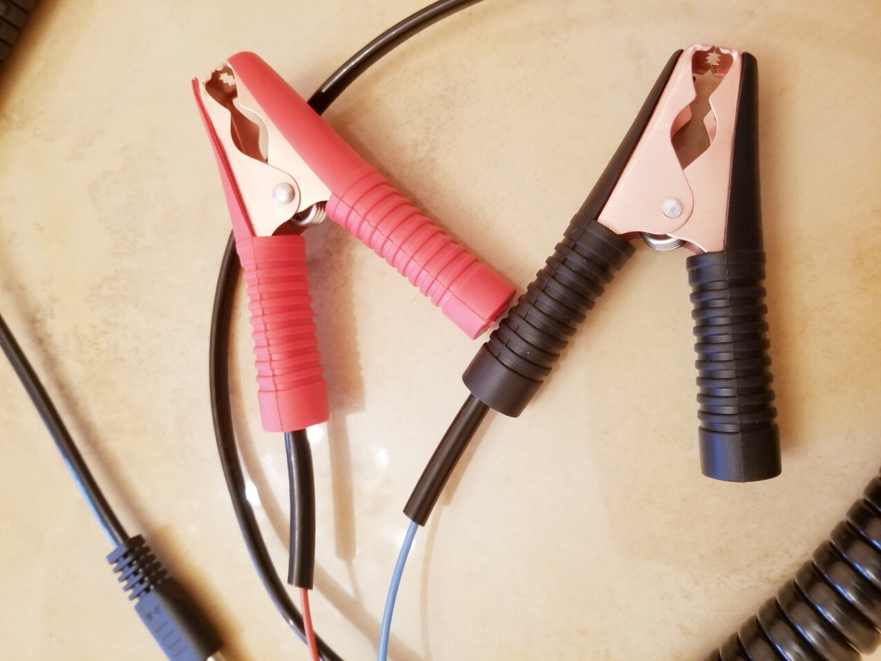 Extension coiled cord. SAE plug and 100A Alligator clips-pdr-Light Tools