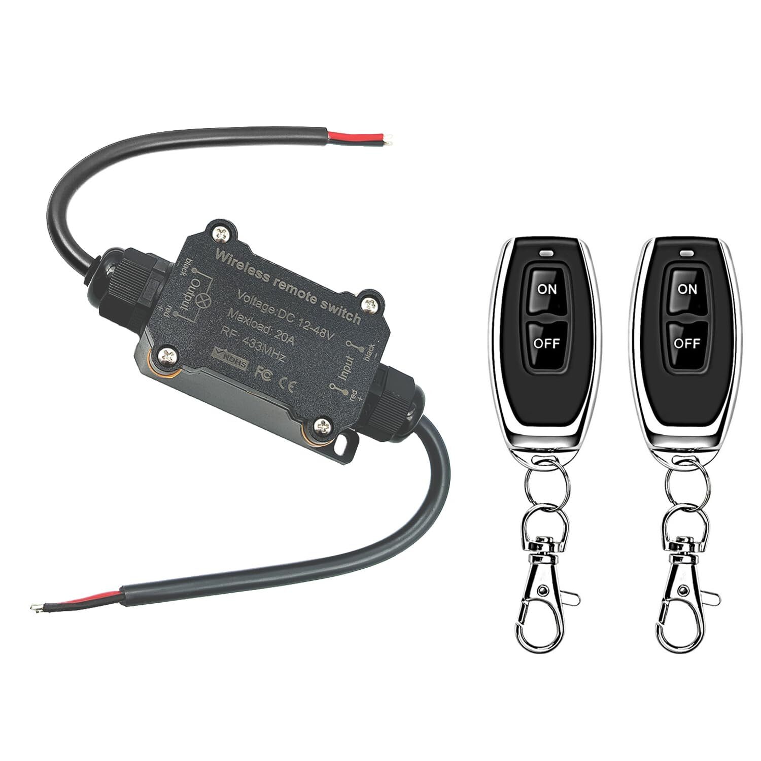 DC12V Waterproof Remote Control SwitchDC12V/24V/48V/20A Wireless Remote Swit...