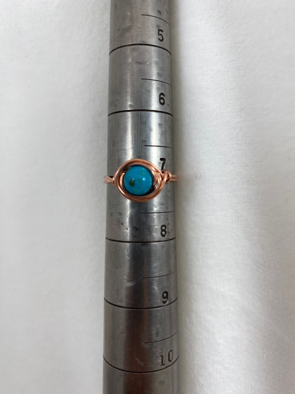 Handmade ~ Copper Wire Wrap ~ Turquoise Ring Size 7 #71