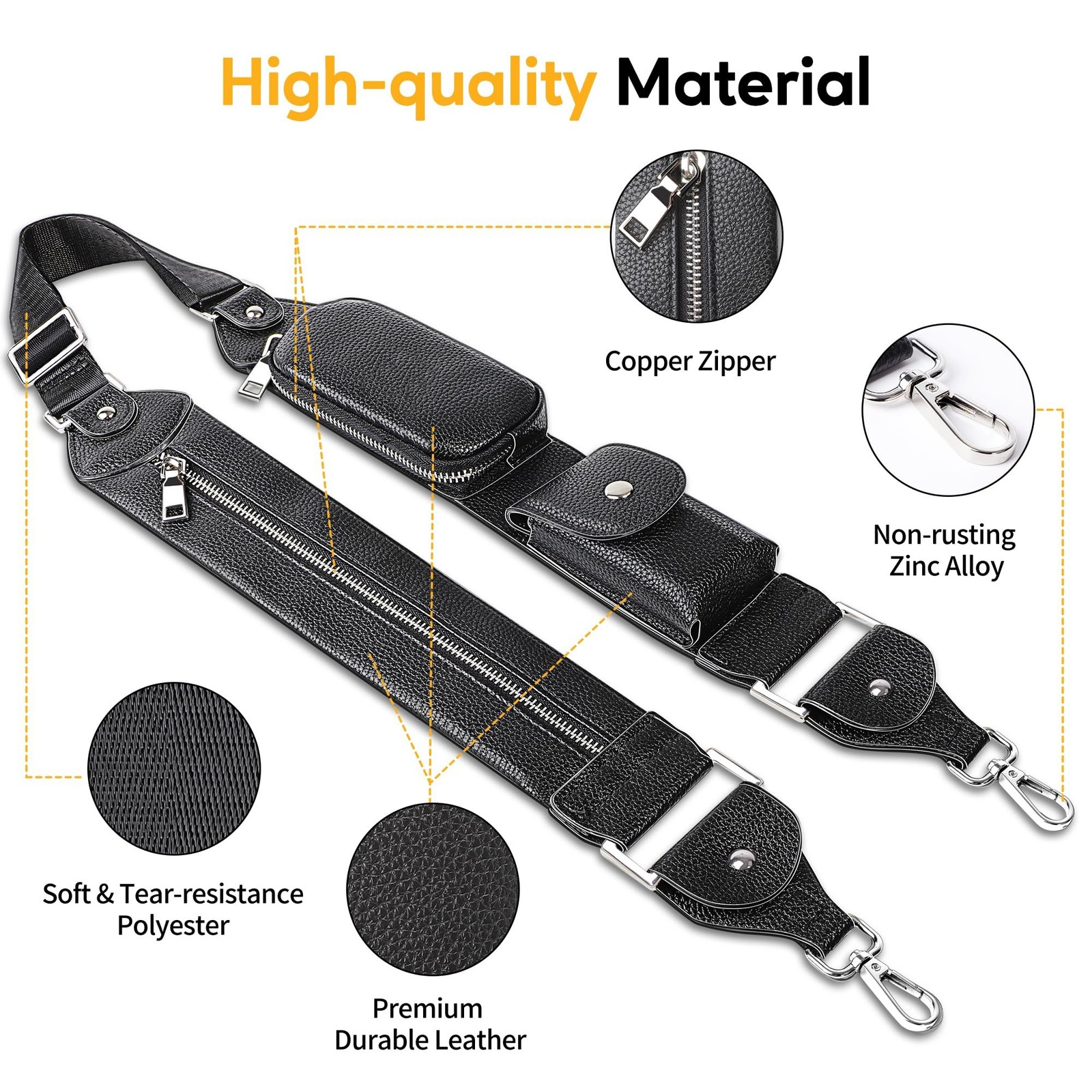 SHANSHUI Shoulder Strap Replacement, Adjustable Leather Crossbody Strap with ...