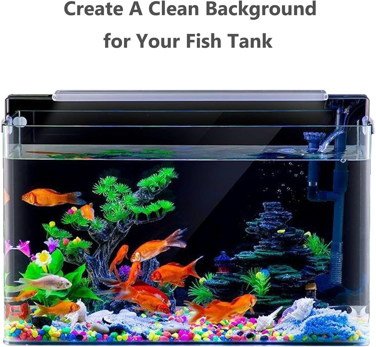 Aquarium Background Static Cling Black Fish Tank 74.8 x 23.6 In