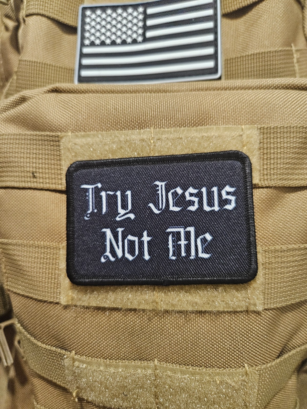 Try jesus not me meme 2"x3" hook & loop funny patch