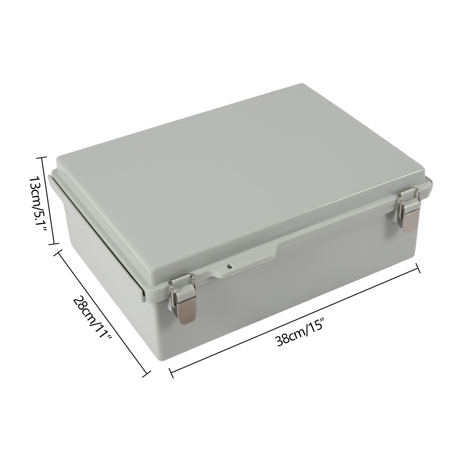 Grey Hinged Cover Latch Junction Box with Mounting Plate + Cover