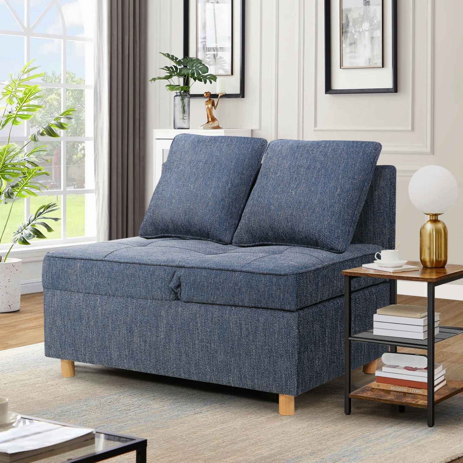 Sofa Bed Folding Ottoman Sofa Bed Chair 4-in-1 Sleeper Sofa Adjustable Backrest
