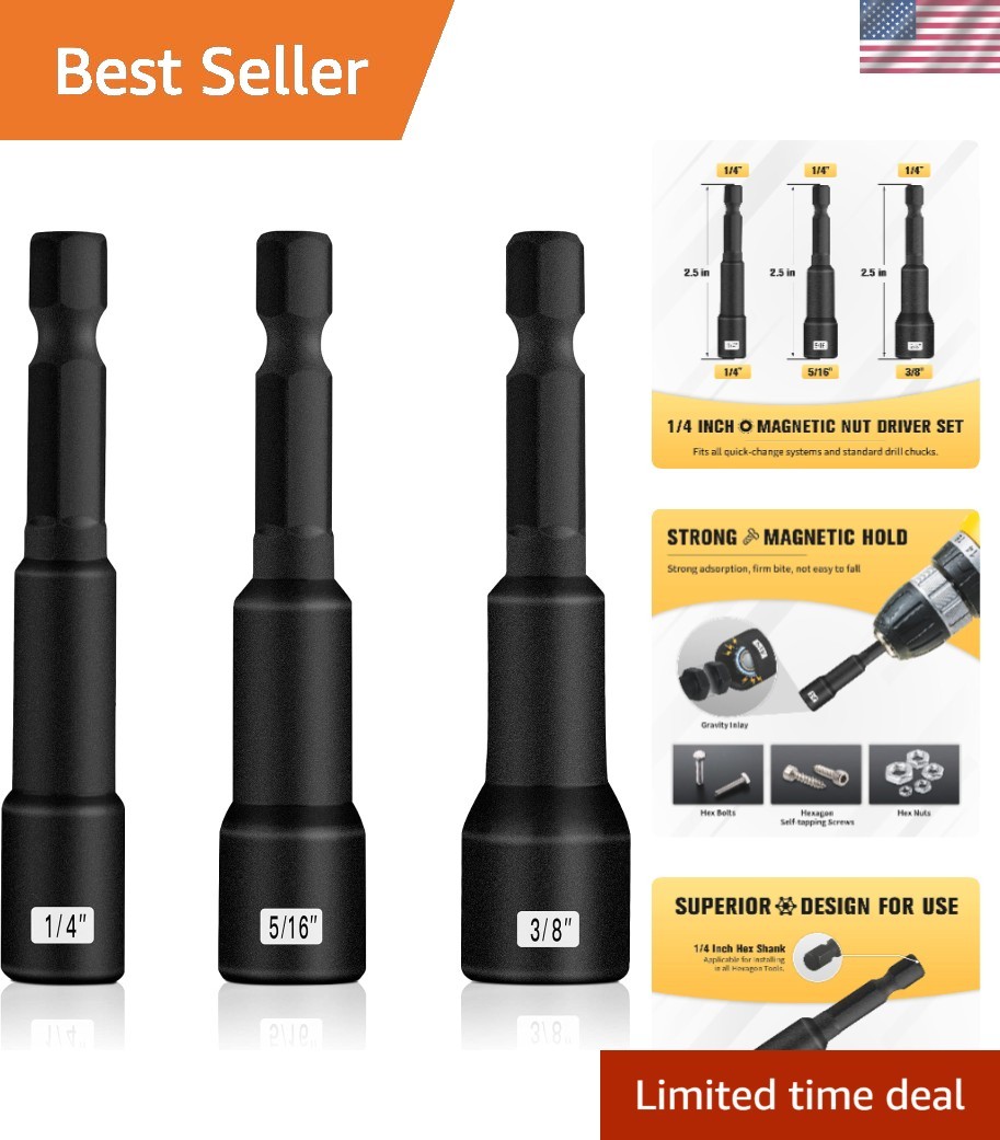 1/4" Magnetic Nut Driver Set: Hex Shank with Strong Magnet for Precision