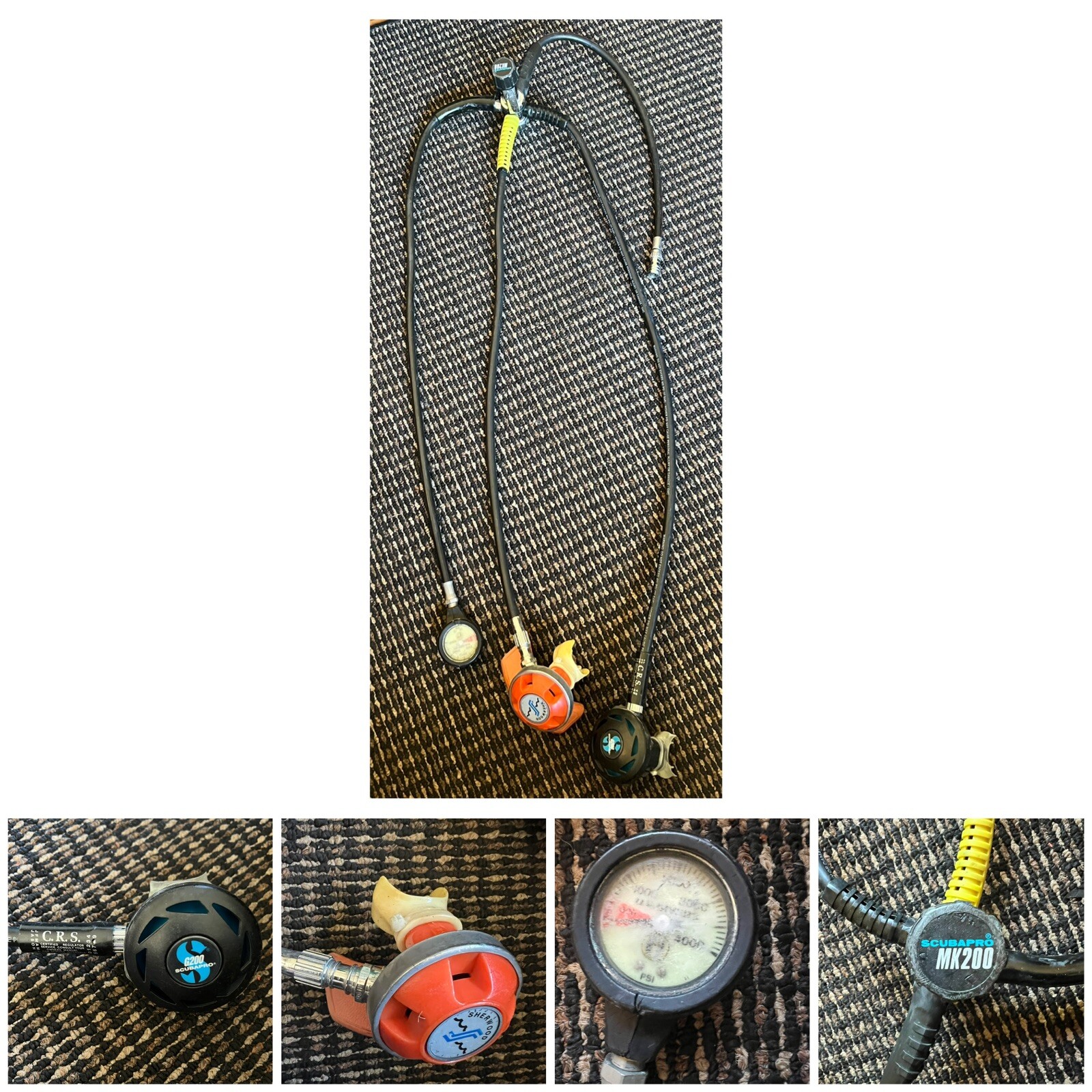Scuba diving gear scubapro MK 200 regulator, G200, Sherwood PSI  Gauge Untested.