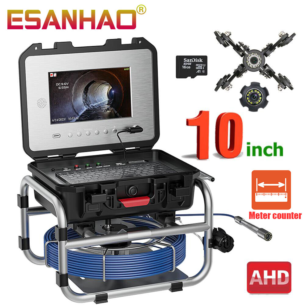 70M HD Drain Sewer Camera Pipe Inspection Camera Meter Counter 10inch Monitor