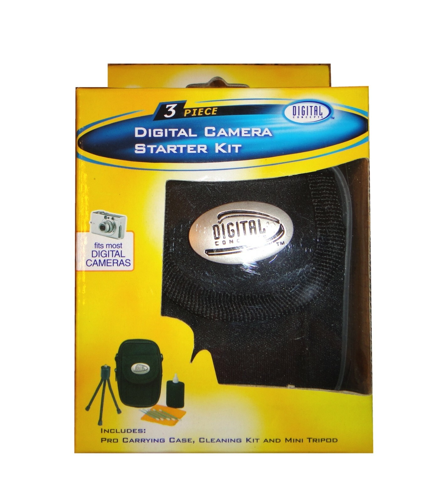Digital Camera Accessory Kit w/ Case, Mini Tripod & Cleaning Kit, NEW IN BOX