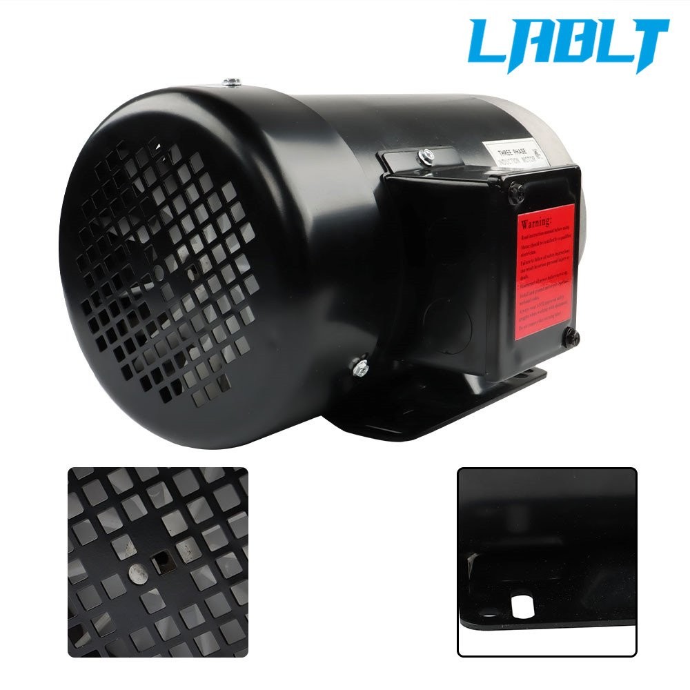 LABLT Electric Motor 2 HP Three Phase 56C Frame 1800 RPM TEFC 230 / 460 Volt