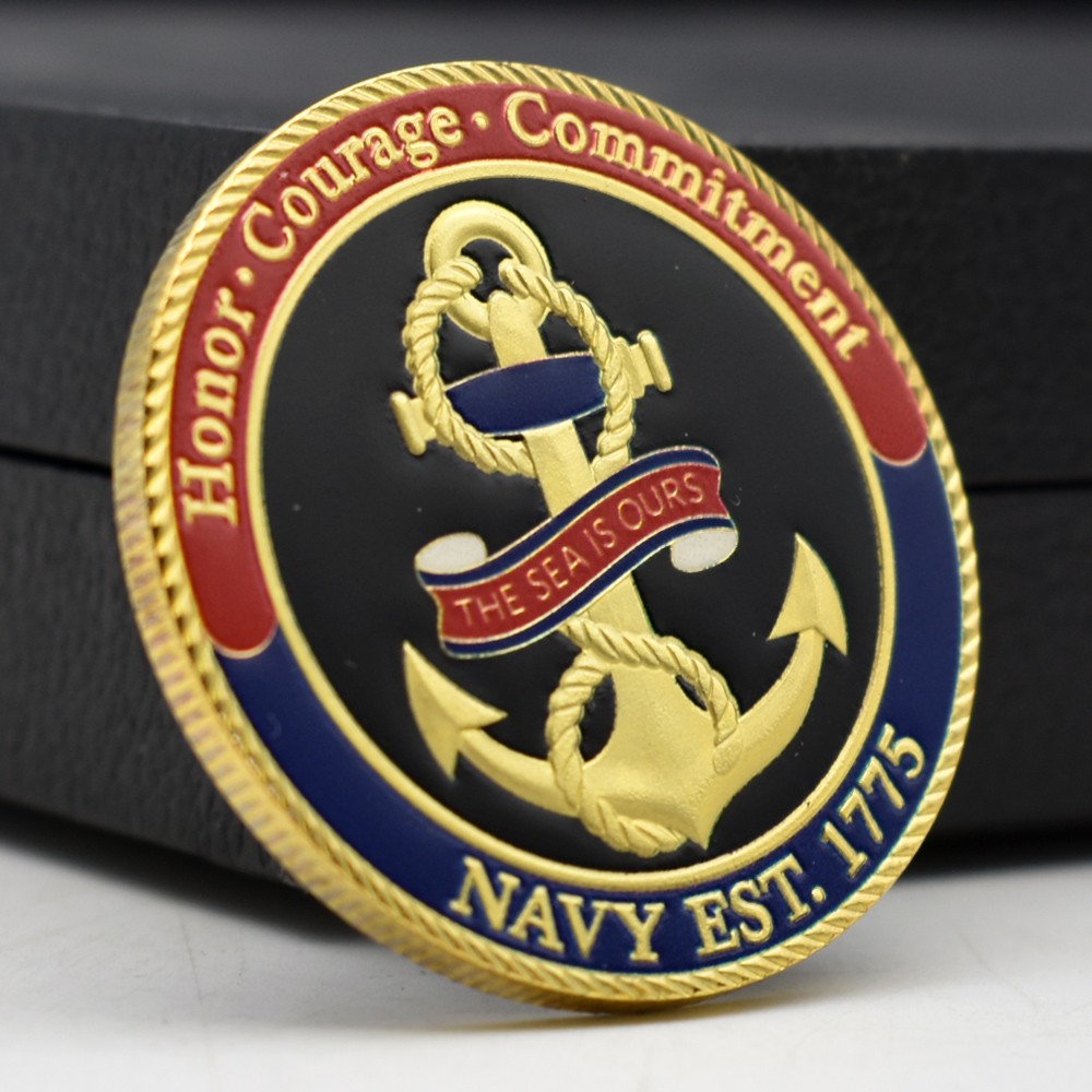 US Navy Sailor's Creed Challenge Coin Double-Sided Commemorative Anchor Gift