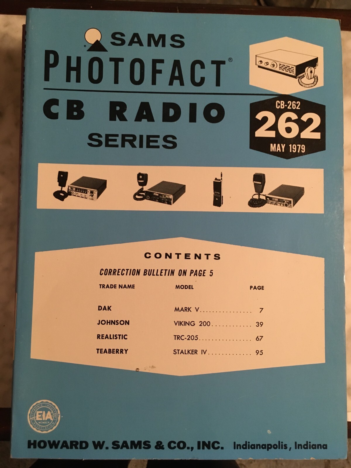 SAMS CB RADIO PHOTOFACT #262 DAK, JOHNSON, TEABERRY