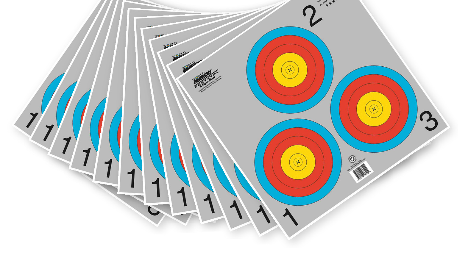 10 Pack of 3 Spot Color Archery Paper Target Faces, 3 Spot, 40cm (10 pack)