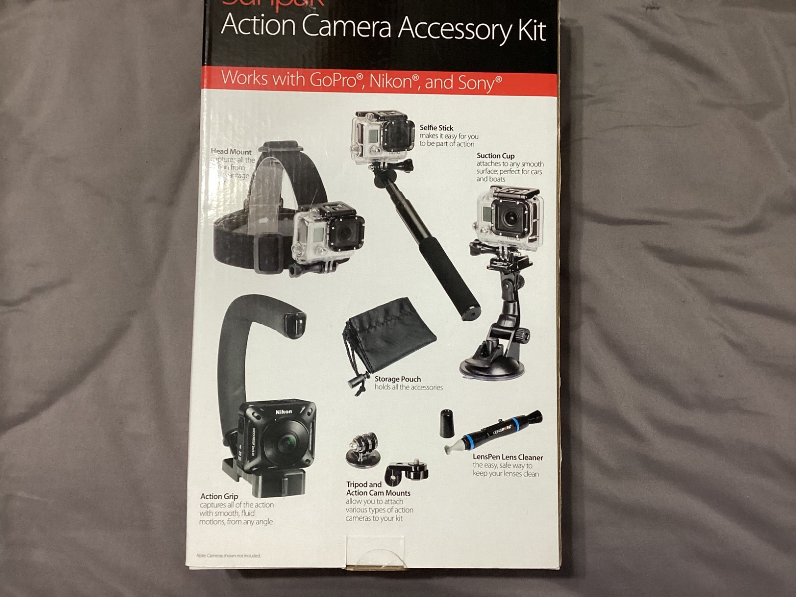 Sunpak ActionCamera Accessory Kit Works With Select GoPro, Nikon, Sony