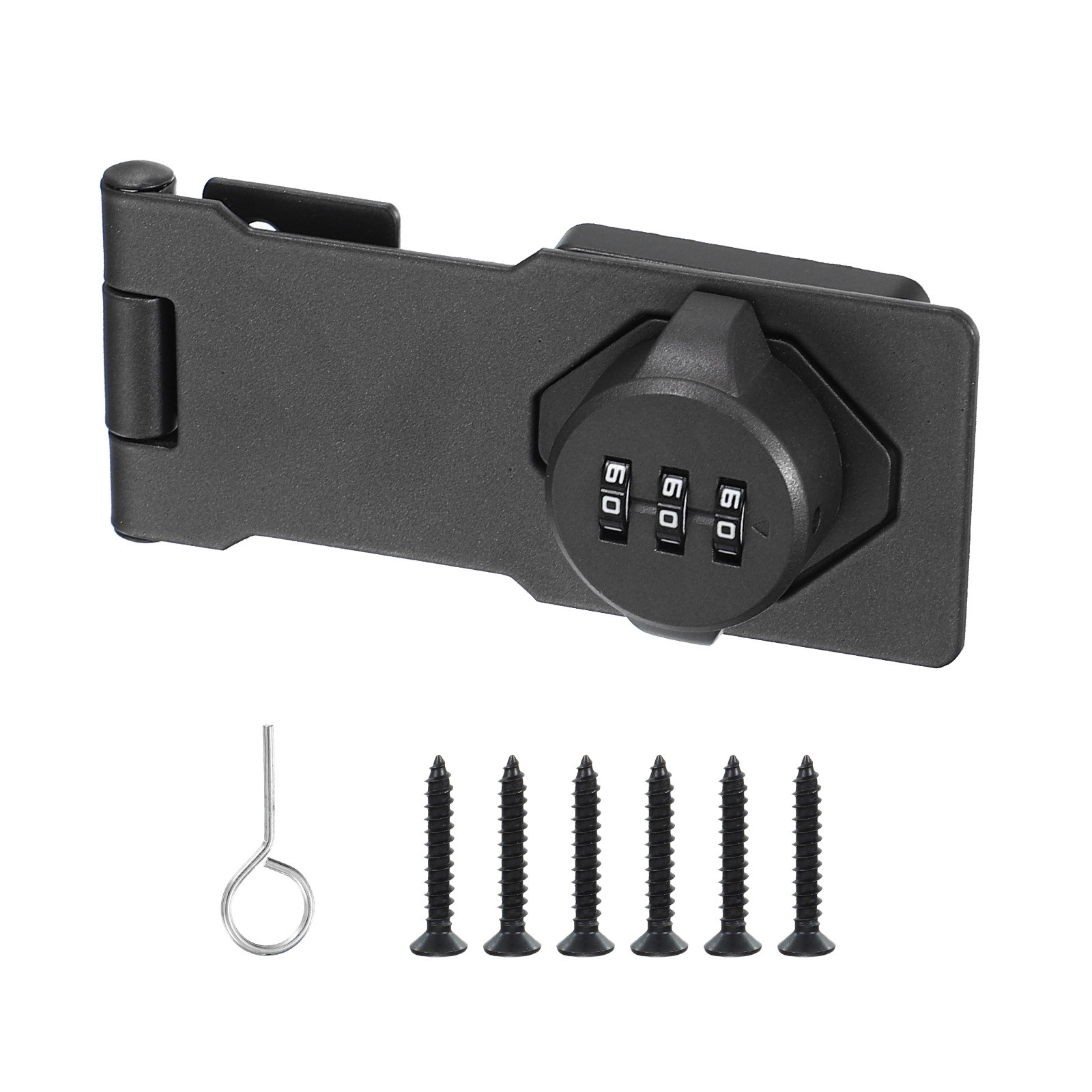4.5" Combination Rotary Hasp Latch Lock 3-Digit Password Cabinet Gray