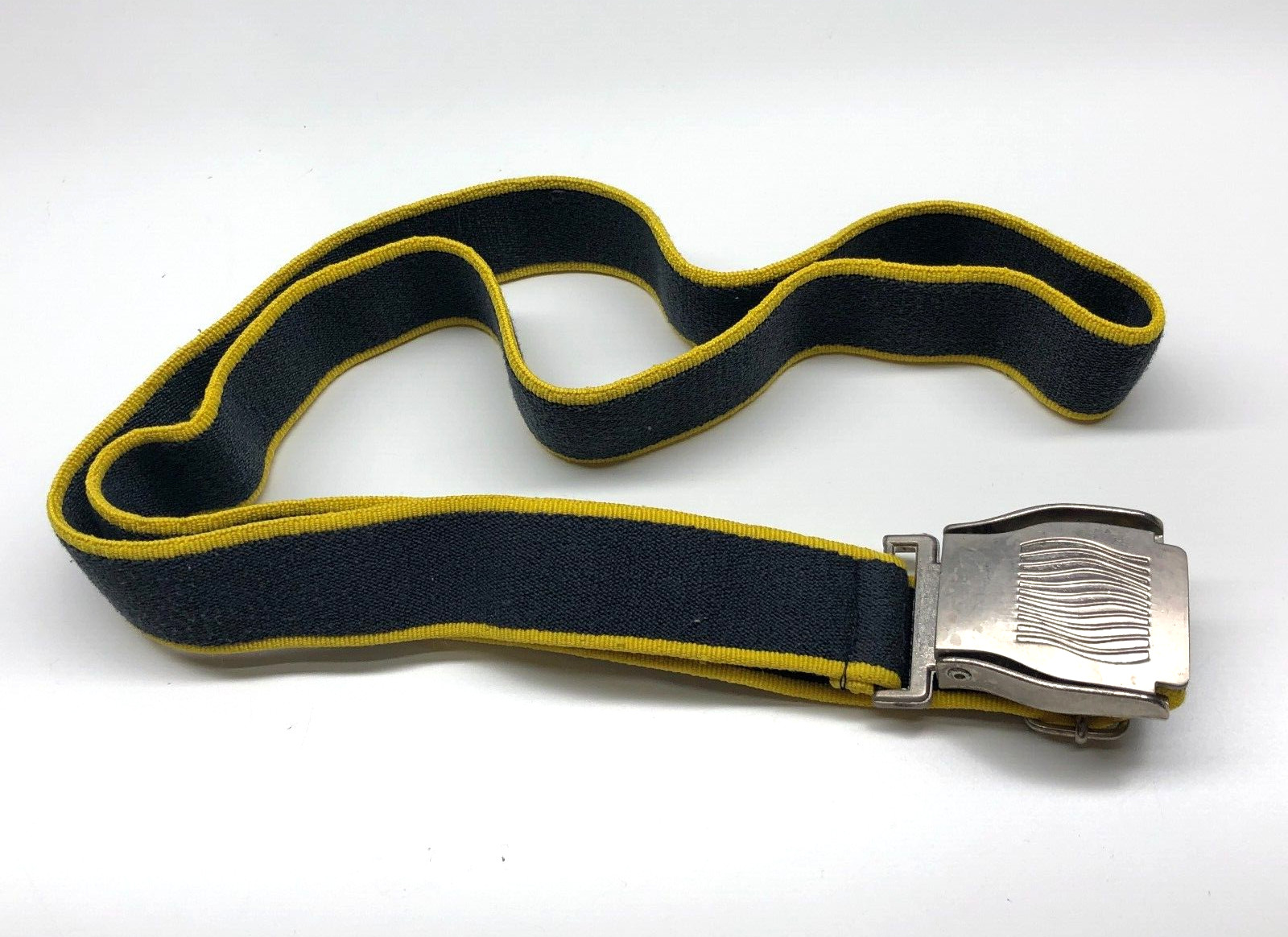Bacardi Limon Luggage Strap Belt Gray Yellow Stretch Metal Clasp Adjustable