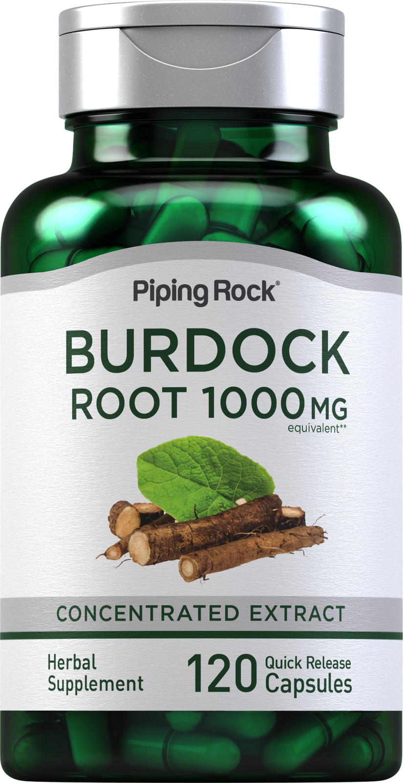 Burdock Root Capsules | 1000mg | 120 Count | Non-GMO | by Piping Rock
