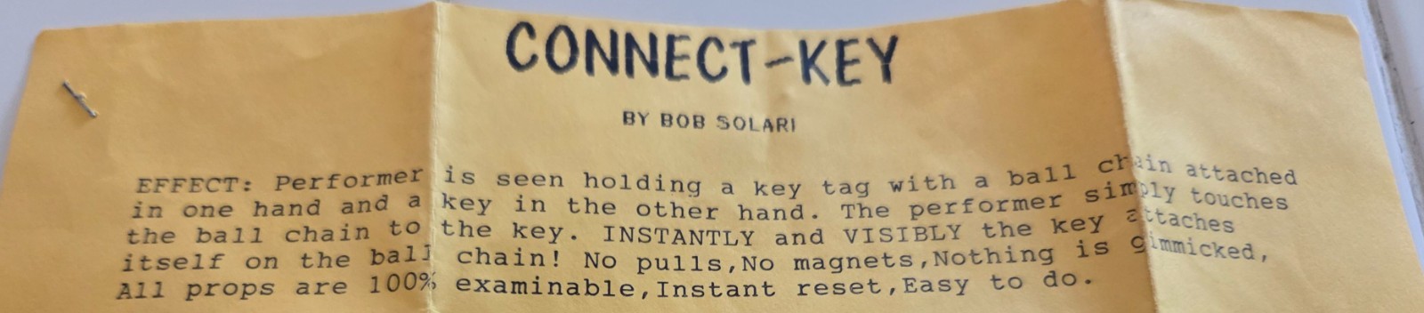 Connect Key By Bob Solari Magic Mentalism Trick